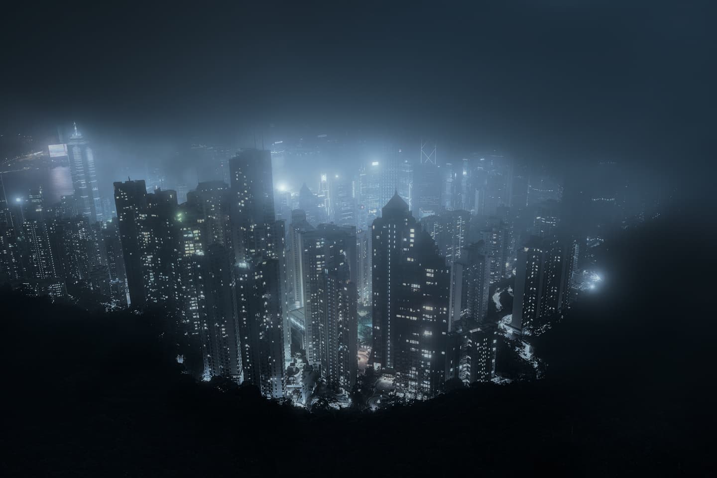 HK look from Victoria Peak in the Fog